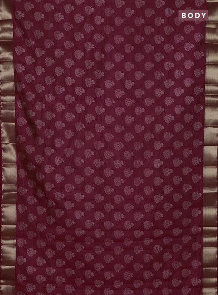 Semi raw silk saree wine shade with allover butta prints and zari woven border