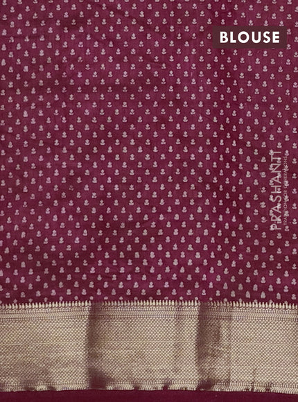 Semi raw silk saree wine shade with allover butta prints and zari woven border