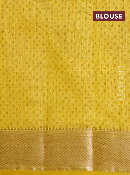 Semi raw silk saree mustard yellow with allover floral butta prints and zari woven border