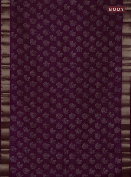 Semi raw silk saree purple with allover floral butta prints and zari woven border