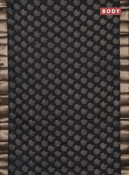 Semi raw silk saree black with allover floral butta prints and zari woven border