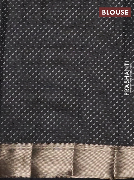 Semi raw silk saree black with allover floral butta prints and zari woven border