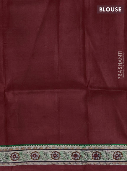 Madhubai printed silk saree red and ccream with butta prints and long madhubani printed border