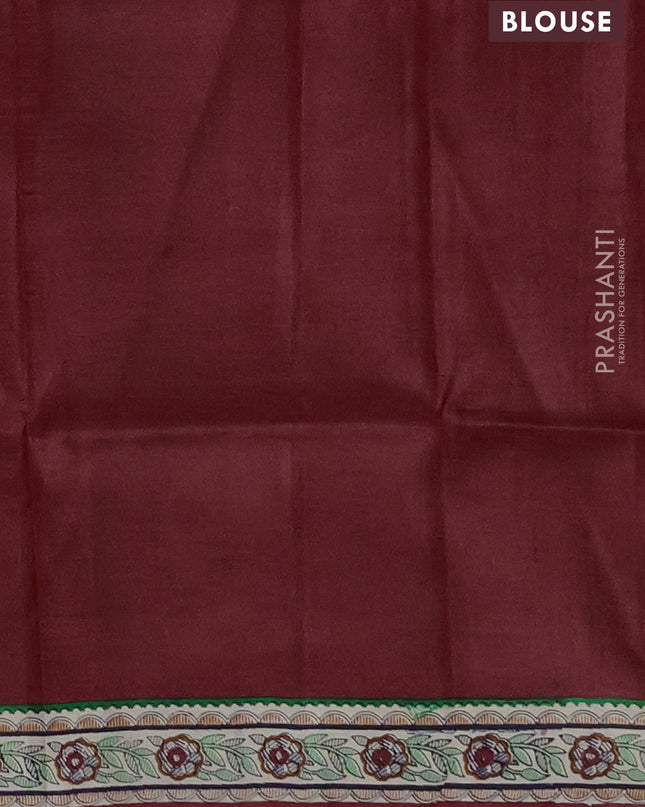 Madhubai printed silk saree red and ccream with butta prints and long madhubani printed border