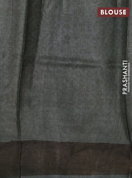 Pure tussar silk saree pastel grey and grey with allover kalamkari prints and zari woven border