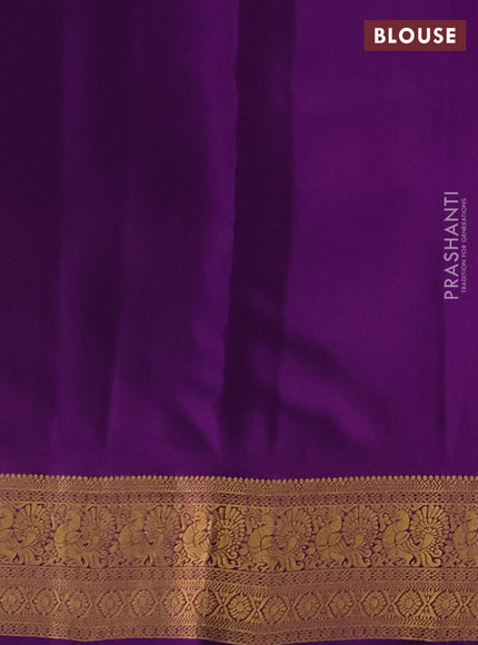 Kanchipuram silk saree dual shade of mustard and violet with zari woven buttas and zari woven border