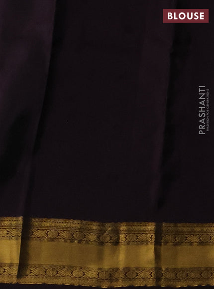 Kanchipuram silk saree green and deep jamun with zari woven buttas and zari woven border
