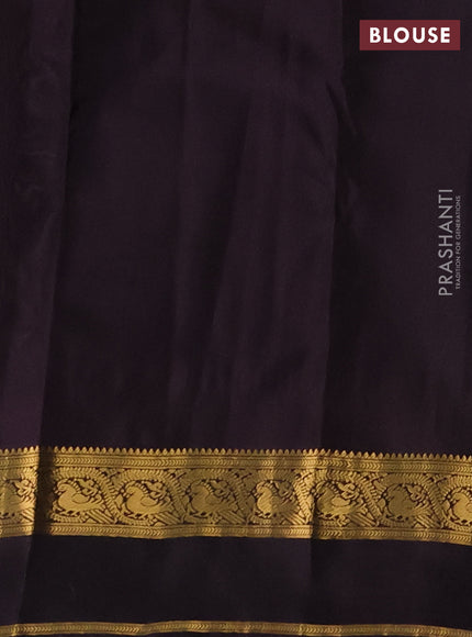 Kanchipuram silk saree grey and deep jamun with zari woven buttas and rettapet zari woven border