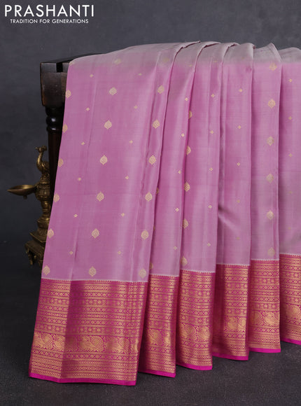 Kanchipuram silk saree pastel pink and pink with zari woven buttas and zari woven border