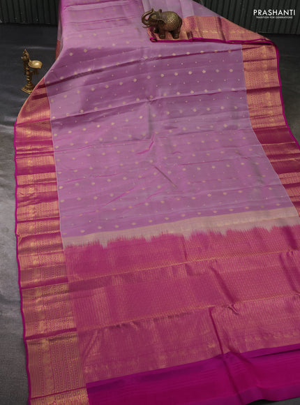 Kanchipuram silk saree pastel pink and pink with zari woven buttas and zari woven border