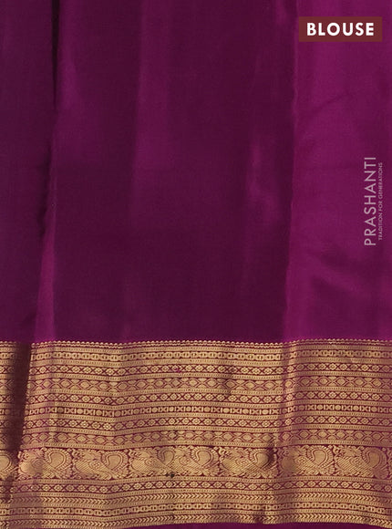 Kanchipuram silk saree peacock green and magenta pink with zari woven buttas and zari woven border