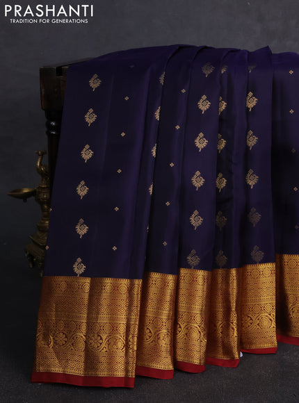 Kanchipuram silk saree navy blue and maroon with zari woven buttas and zari woven border