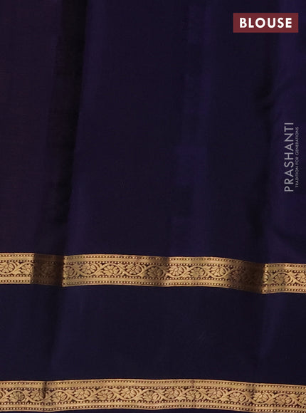 Kanchipuram silk saree rust shade and navy blue with allover zari weaves & box type buttas and rettapet zari woven border