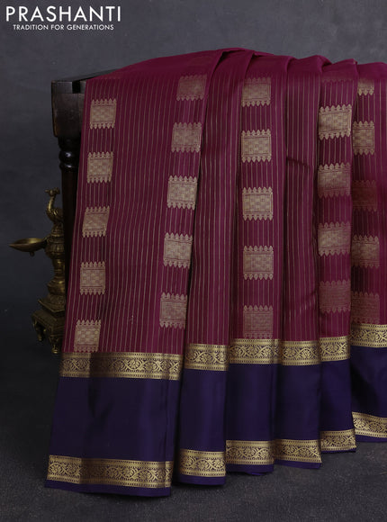 Kanchipuram silk saree magenta pink and navy blue with allover zari weaves & box type buttas and rettapet zari woven border