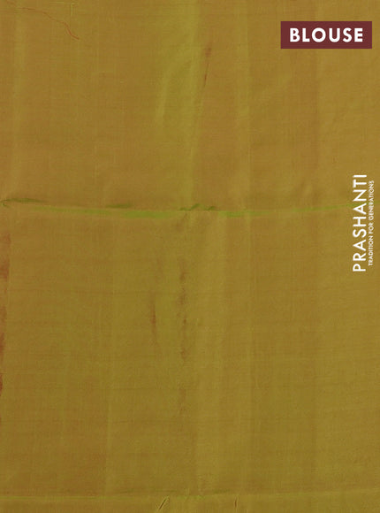Kanchipuram soft silk saree red and dual shade of green with allover zari woven buttas and zari woven border