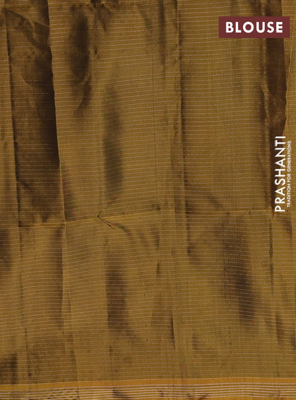 Kanchipuram soft silk saree dark magenta pink and mustard yellow with allover zari checks & buttas and simple zari border