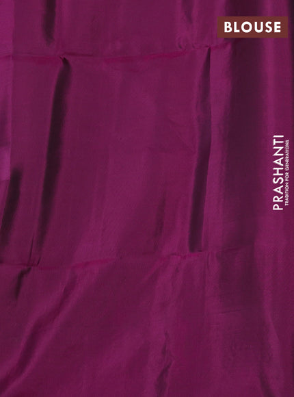 Kanchipuram soft silk saree green and magenta pink with zari woven buttas and zari woven border