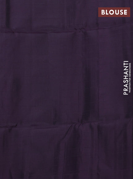 Kanchipuram soft silk saree green and deep wine with allover checked pattern & zari buttas and simple border