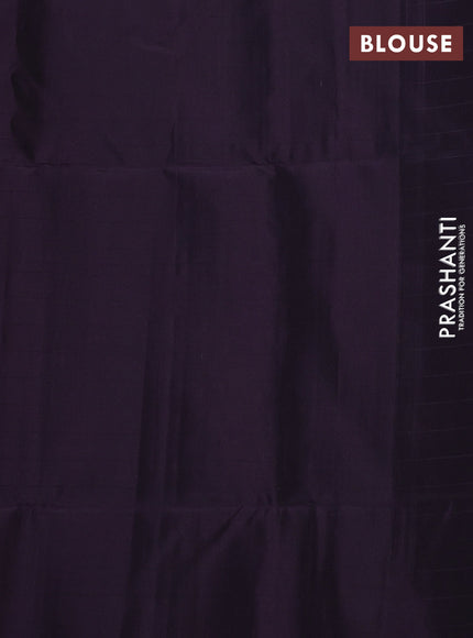 Kanchipuram soft silk saree lavender and deep wine with allover checked pattern & zari buttas and simple border