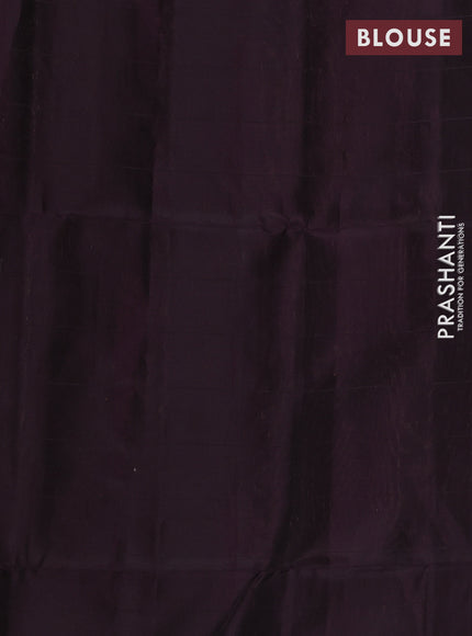 Kanchipuram soft silk saree rust and deep wine with allover checked pattern & zari buttas and simple border