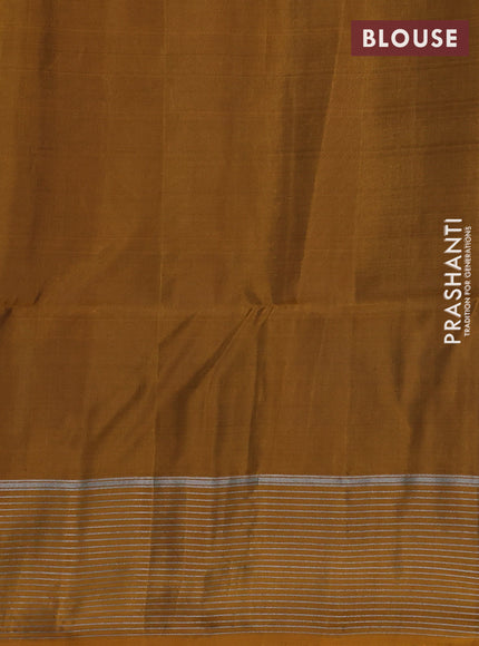 Kanchipuram soft silk saree violet and mustard yellow with zari woven buttas and zari woven border