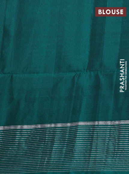 Kanchipuram soft silk saree deep jamun and teal green with zari woven buttas and zari woven border