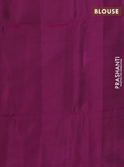 Kanchipuram soft silk saree pastel blue and magenta pink with allover zari woven buttas and rich zari woven border