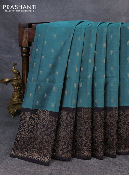 Kanchipuram soft silk saree pastel green and deep wine with zari woven buttas and zari woven border