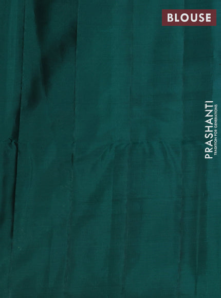 Kanchipuram soft silk saree elaichi green and green with zari woven buttas and zari woven border