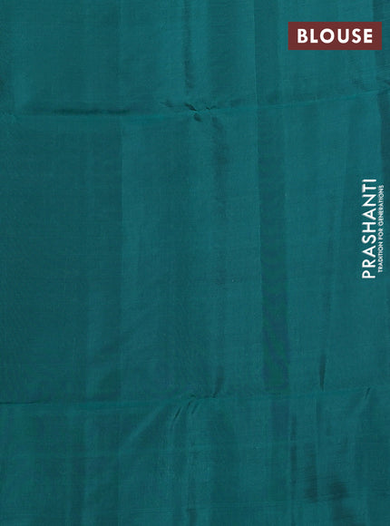 Kanchipuram soft silk saree blue and green with zari woven buttas and zari woven border