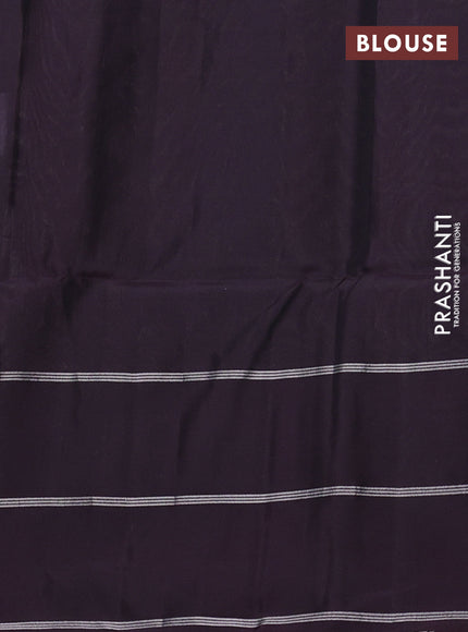 Kanchipuram soft silk saree pastel blue and deep wine with allover silver & gold zari weaves and long zari woven border