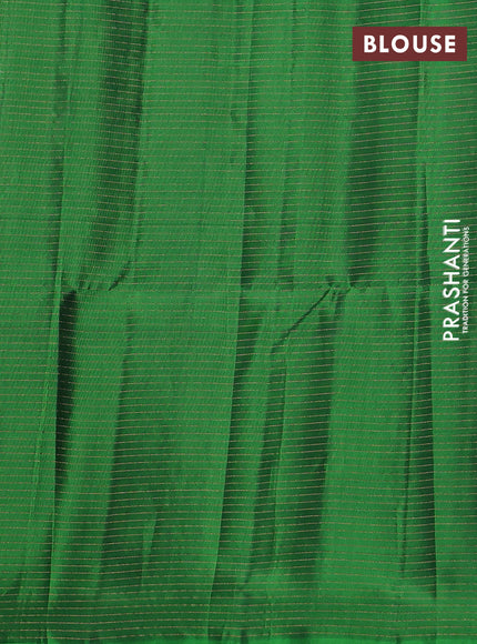 Kanchipuram soft silk saree blue and green with allover zari checked pattern and rettapet zari woven border