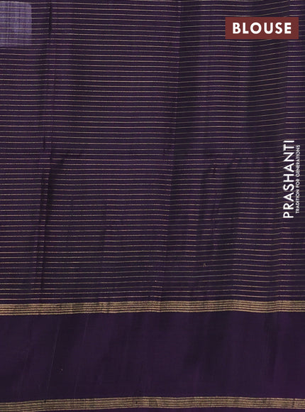 Kanchipuram soft silk saree cs blue and deep violet with allover zari checked pattern and rettapet zari woven border