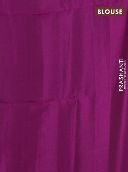 Kanchipuram soft silk saree green and purple with zari woven buttas and long zari woven border
