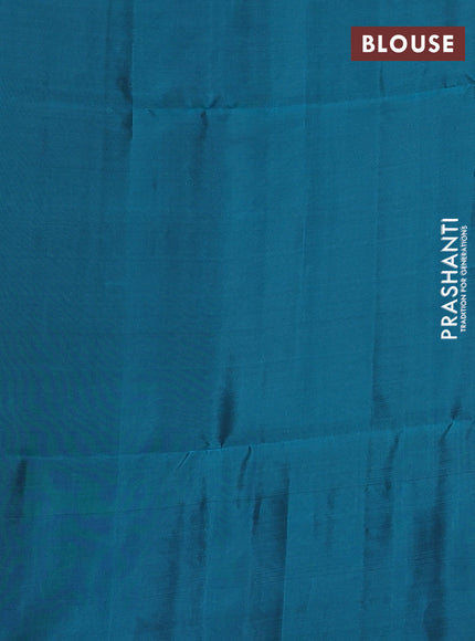 Kanchipuram soft silk saree mauve pink and teal green with zari woven buttas and long zari woven border