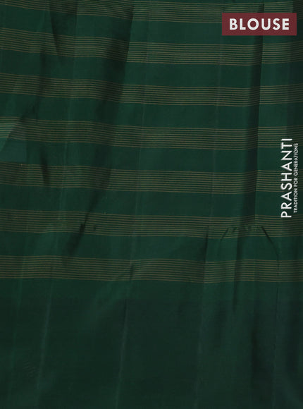 Kanchipuram soft silk saree black and green with allover zari checked pattern and zari woven border