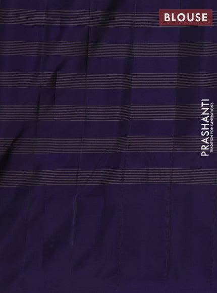 Kanchipuram soft silk saree rust and blue with allover zari checked pattern and zari woven border