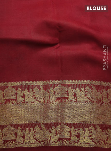 Pure kanchipuram pen kalamkari saree purple and maroon with allover penkalamkari prints and zari woven border