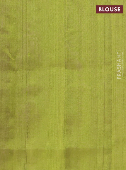 Silk cotton saree purple and light green with zari woven buttas and peacock design zari woven border