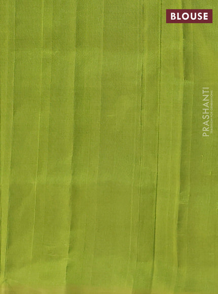 Silk cotton saree green and light green with zari woven buttas and temple design zari woven border
