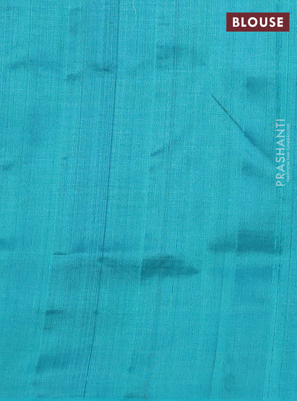 Silk cotton saree blue and teal blue with zari woven buttas and zari woven butta border