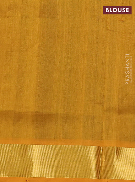 Silk cotton saree green and mustard yellow with zari woven buttas and zari woven border