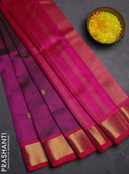 Silk cotton saree purple and pink with zari woven buttas and zari woven border