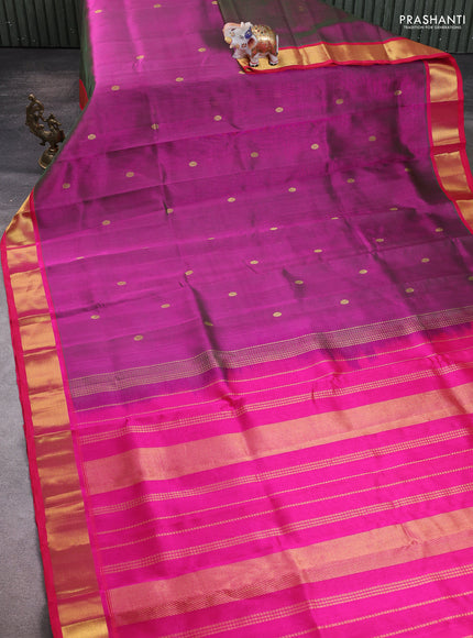 Silk cotton saree purple and pink with zari woven buttas and zari woven border