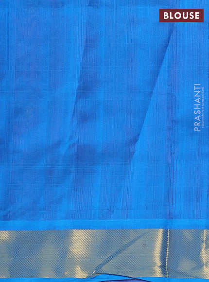 Silk cotton saree purple and cs blue with zari woven buttas and zari woven border