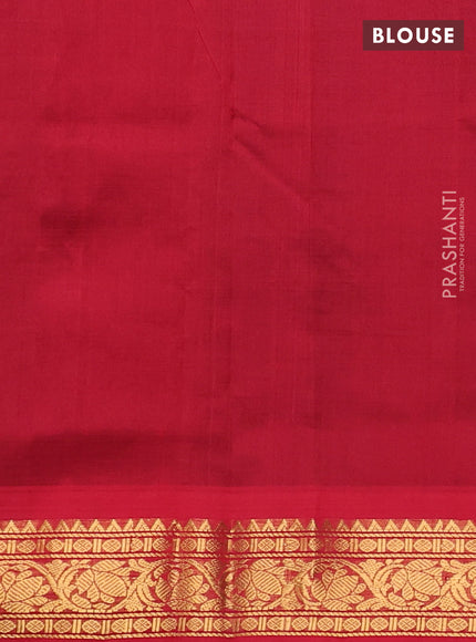 Silk cotton saree coffee brown and red with zari woven rangoli buttas and zari woven border