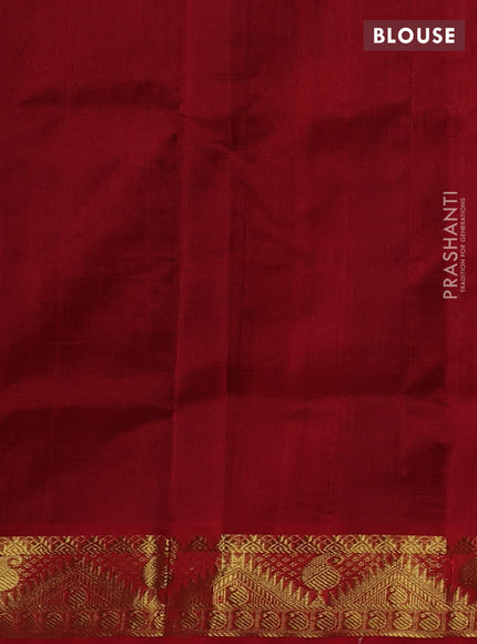 Silk cotton saree green and red with zari woven buttas and zari woven border