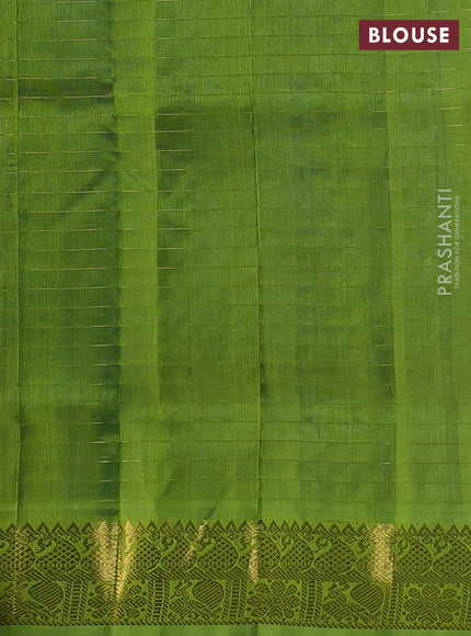 Silk cotton saree cs blue and light green with allover zari checks & lakshadeepam weaves and zari woven border