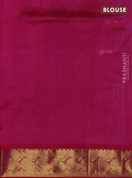Silk cotton saree cs blue and pink with allover paalum pazhamum checks & zari buttas and paisley zari woven border