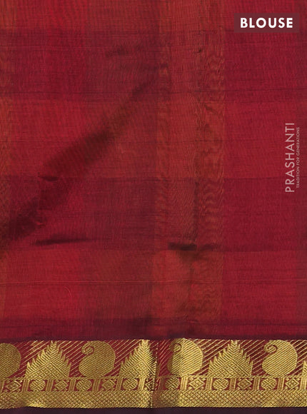 Silk cotton saree multi colour and maroon with allover paalum pazhamum checks & zari buttas and zari woven border